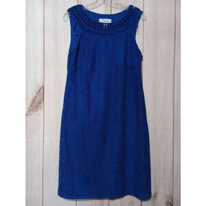 J Howard‎ Dress Ladies 10 Blue Sleeveless Lace Overlay